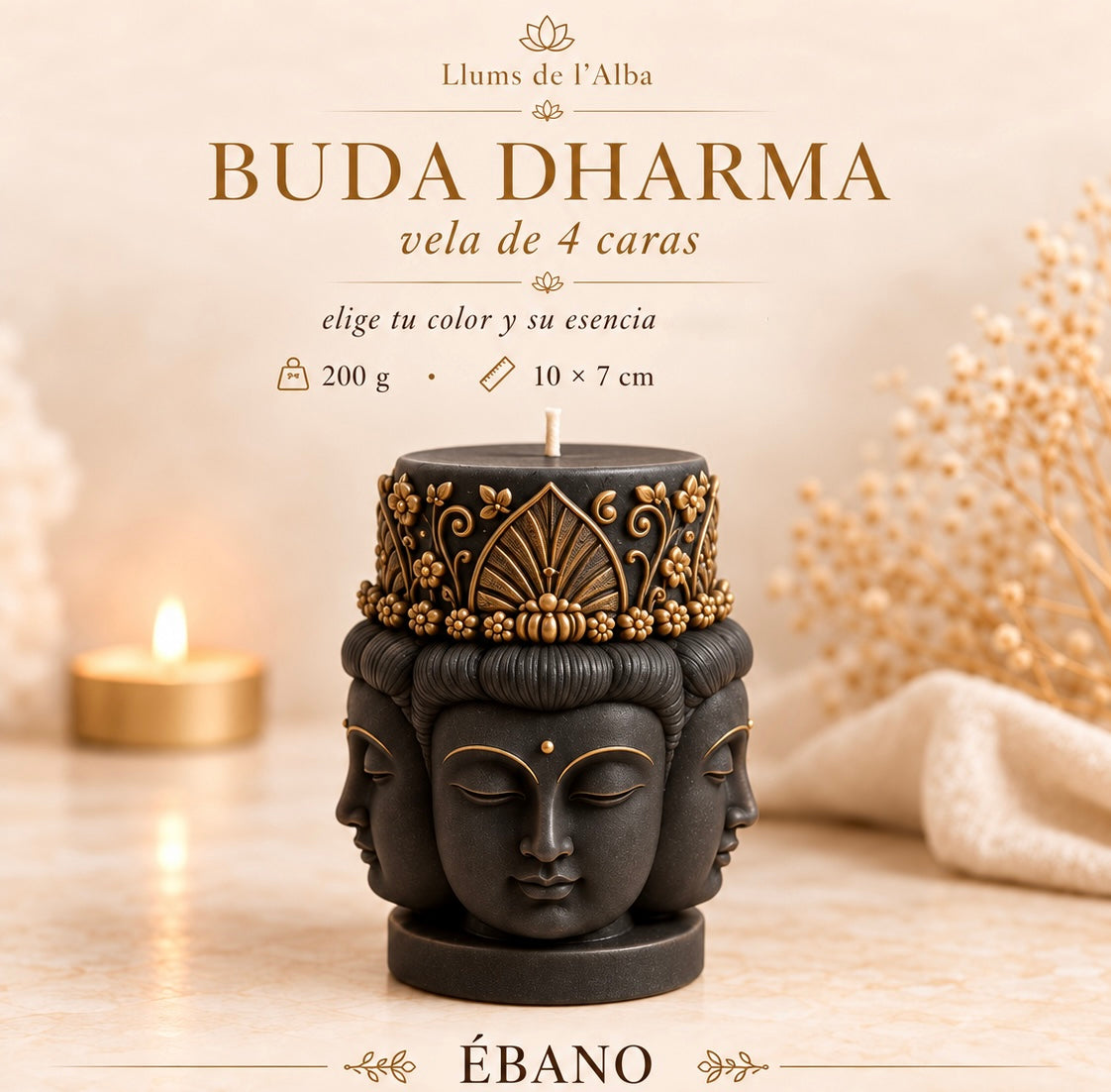 Buda Dharma · vela de 4 caras